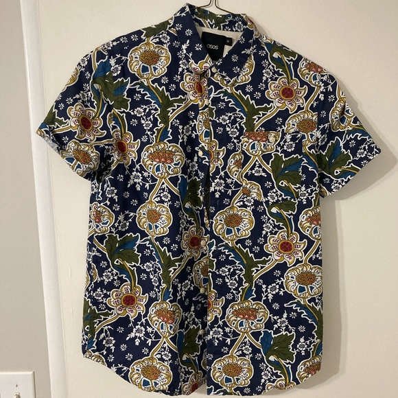 ASOS Men’s Blue Paisley Shirt Size Medium - Picture 1 of 3